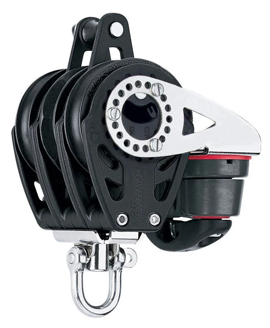 Harken Triple Swivel Ratchet Carbo Block w/Becket, Cam Cleat - 57mm
