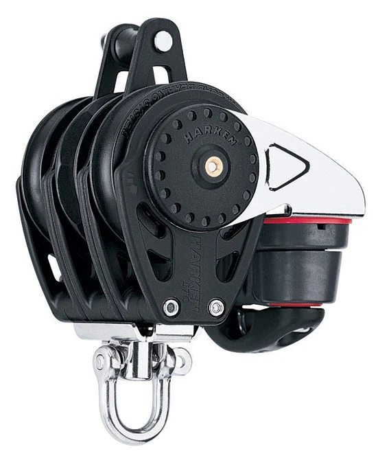 Harken Triple Ratchamatic Swivel Carbo Block w/Cam Cleat, Becket - 75mm