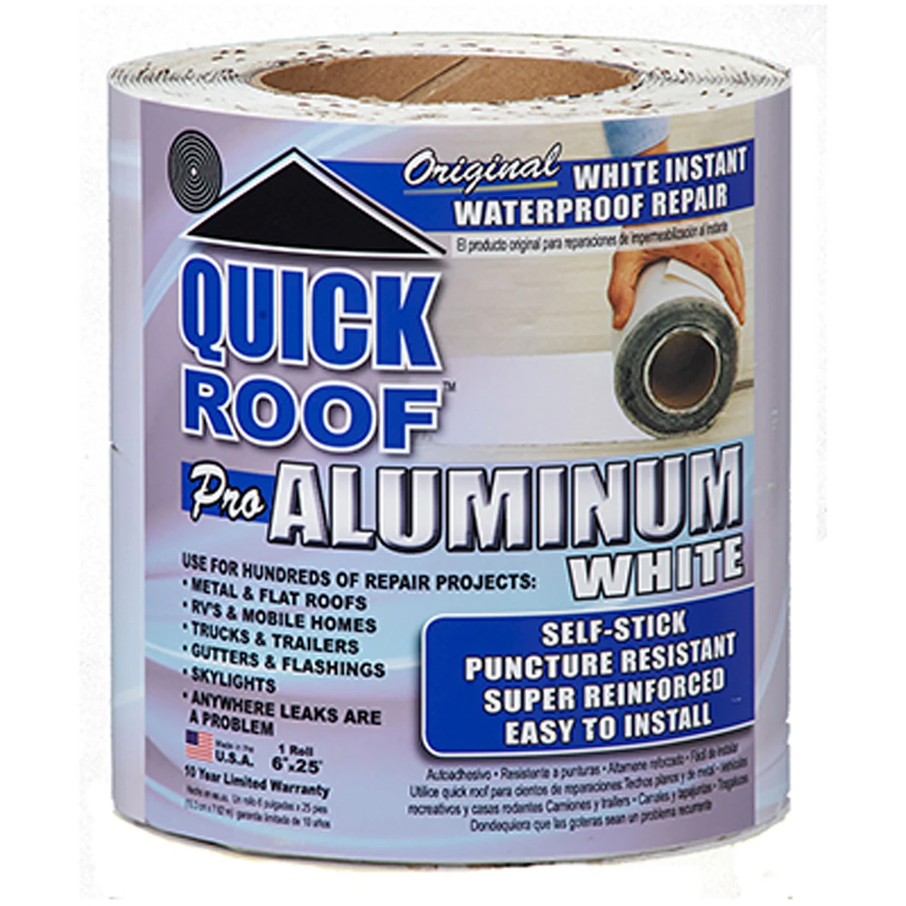 Cofair Products WQR625 Quick Roof Pro Aluminum Surface Tape White - 6" x 25' - WQR625