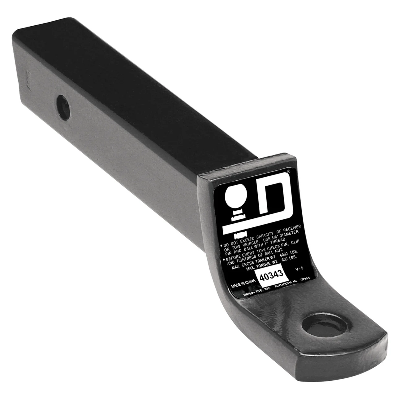 Draw-Tite 40343 Class IV Quick Loading Ball Mount - 6,000 lbs. GTW, 1" Ball Hole, 10.5" Length, 3/4" Rise, 2" Drop, Black - 40343