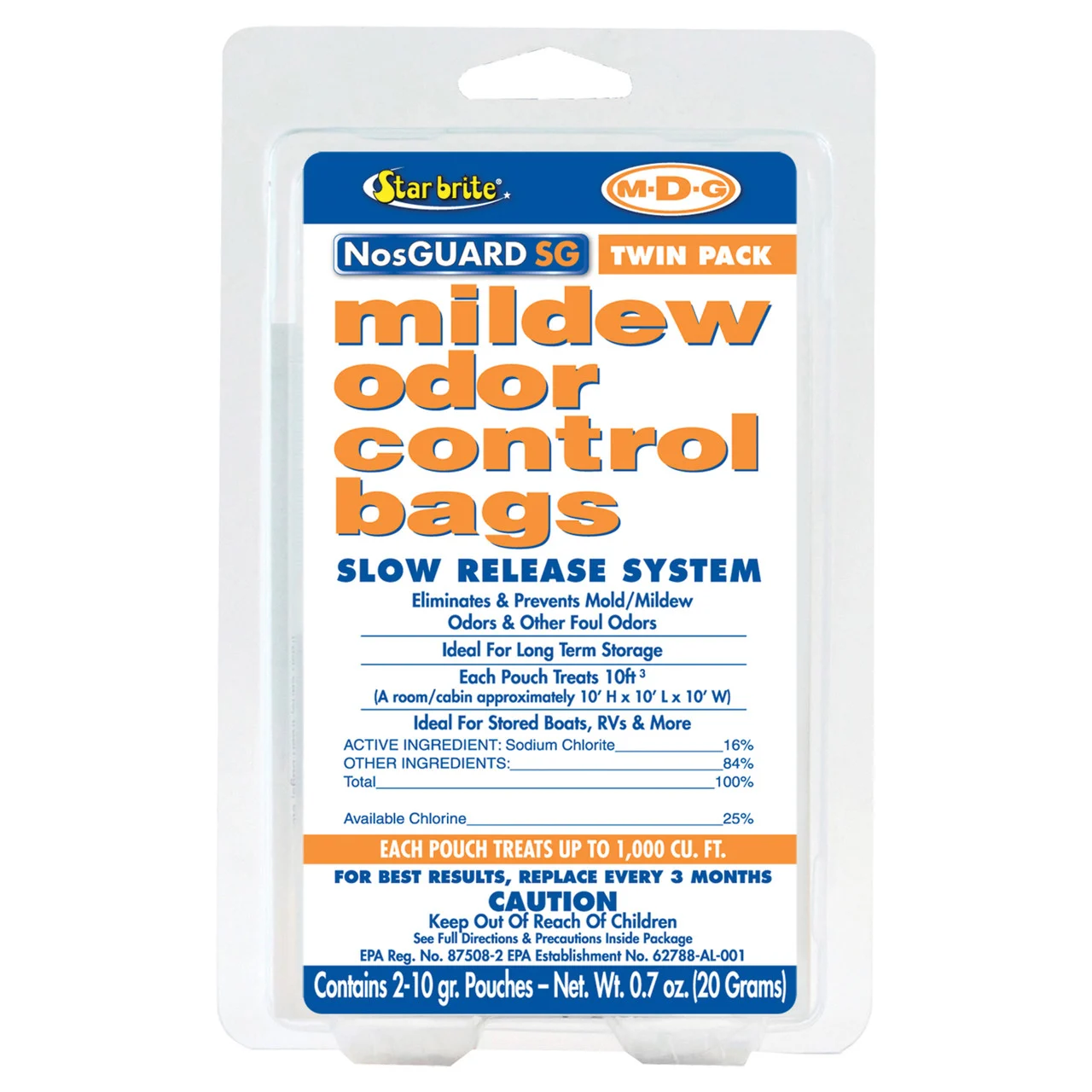 Star brite 089950 NosGUARD SG Mildew Odor Control Bags - Slow Release, Twin Pack - 89950