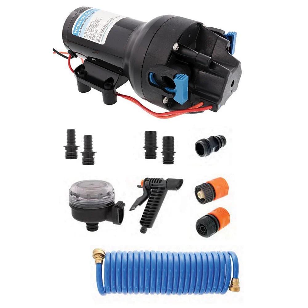 Jabsco HotShot HD5 Heavy Duty Washdown Pump Kit w/25' HoseCoil - 12V - 5GPM - 70PSI – Marine Boat Replacement Part