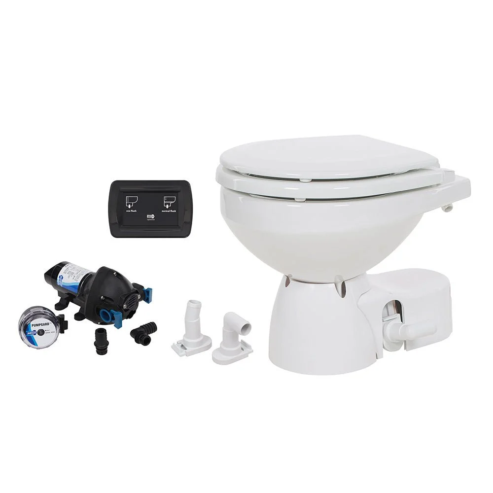 Jabsco Quiet Flush E2 Raw Water Toilet Compact Bowl - 12V - Soft Close Lid – Marine Engine Cooling Replacement Part