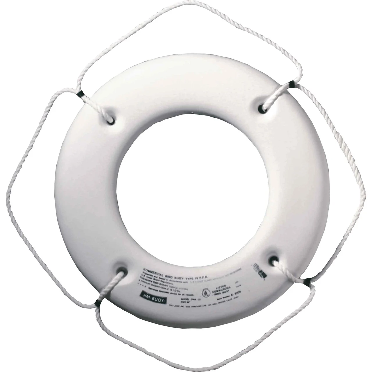 Jim-Buoy HS-24 W U.S.C.G. Approved Hard Shell Series Life Ring - 24", White - HS-24 W