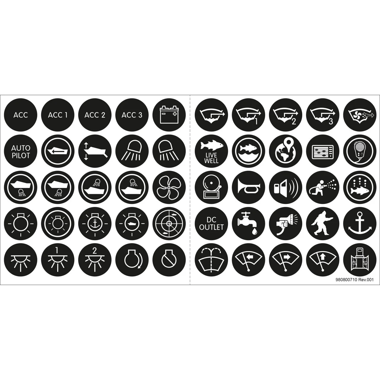 Blue Sea Systems 4230-BSS Push Button Switch Label Kit - 4230-BSS