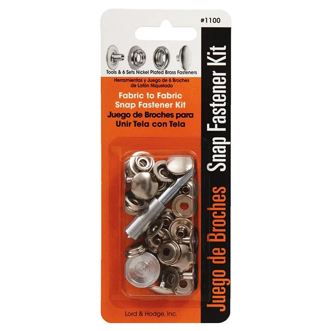 Lord & Hodge Canvas to Hard Surface Nickel-Plated Snap Fastener Kit - 6 Sets
