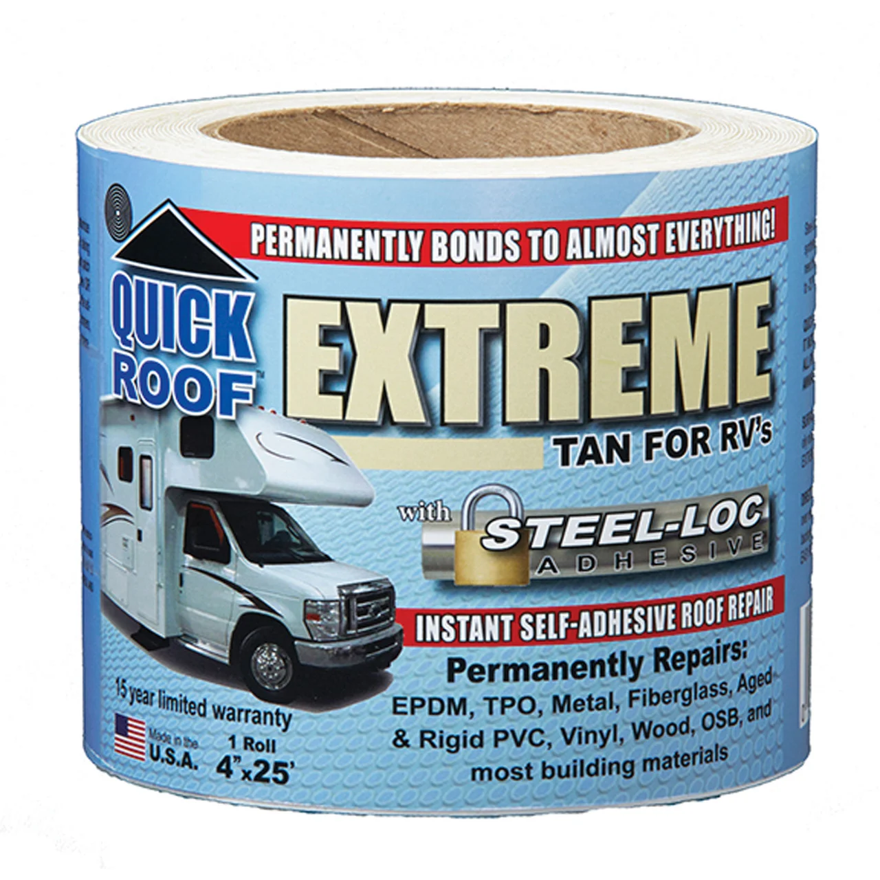 Cofair Products T-UBE425 Quick Roof Extreme With Steel-Loc Adhesive - 4" x 25', Tan - T-UBE425