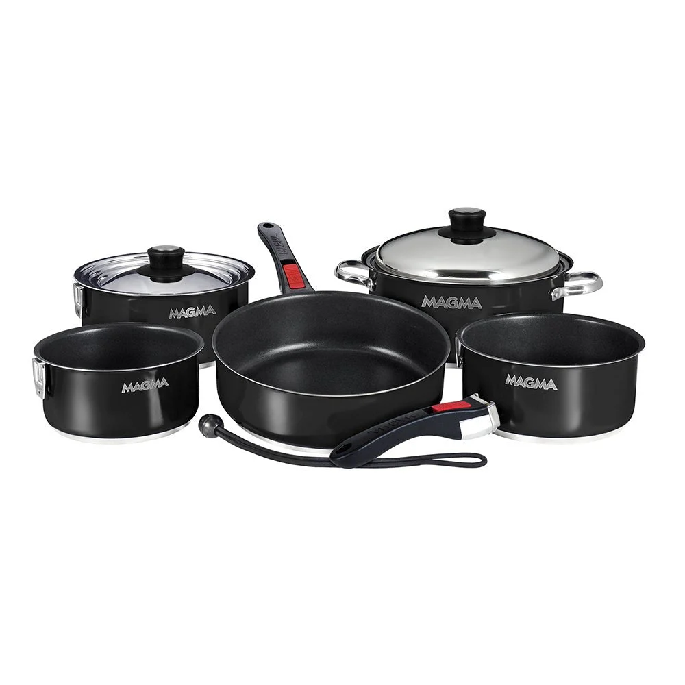 Magma Nestable 10 Piece Induction Non-Stick Enamel Finish Cookware Set - Jet Black – Marine Boat Replacement Part