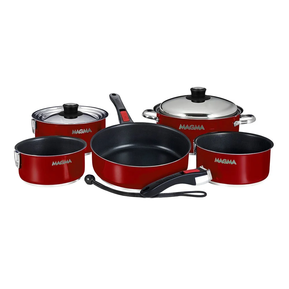 Magma Nestable 10 Piece Induction Non-Stick Enamel Finish Cookware Set - Magma Red – Marine Boat Replacement Part