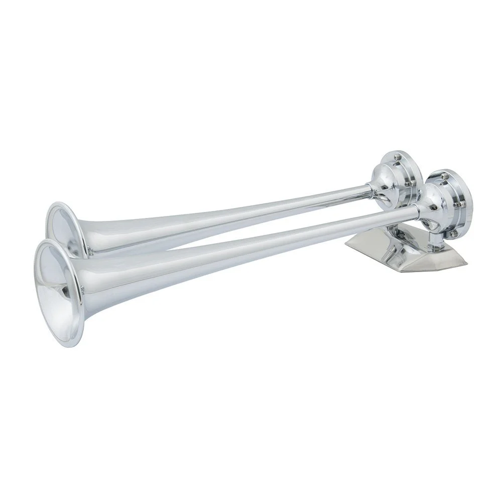 Marinco 12V Chrome Plated Dual Trumpet Air Horn – Marine Boat Replacement Part