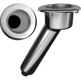 Mate Series Elite Screwless Stainless Steel 30 Degree Rod & Cup Holder - Drain - Round Top