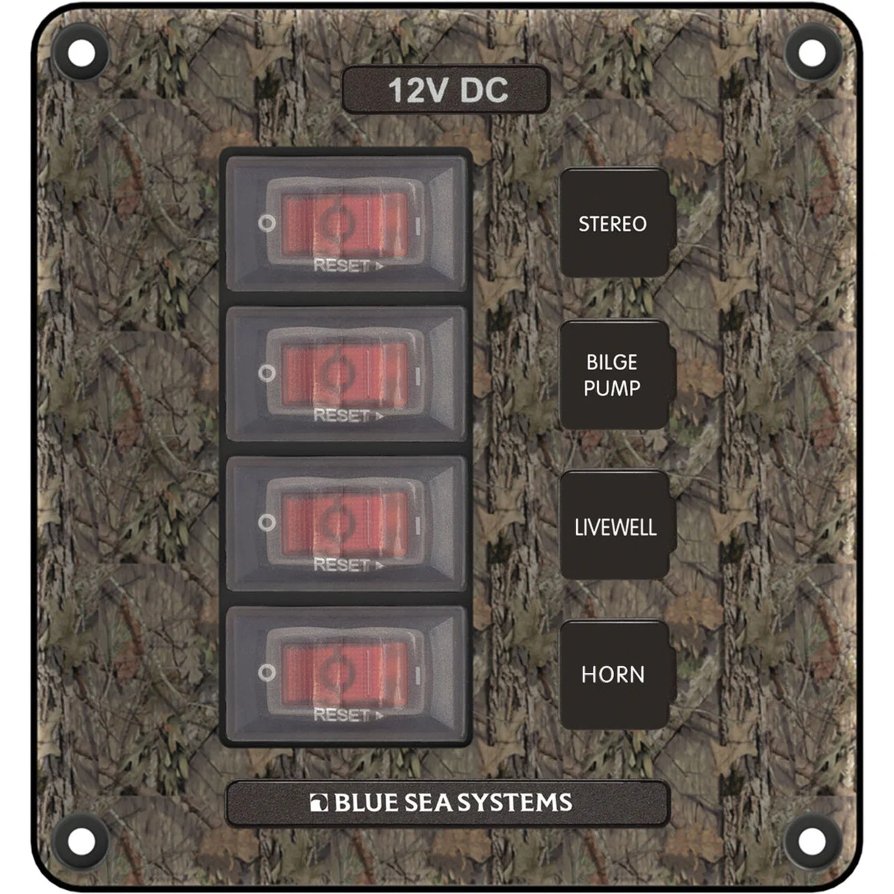 Blue Sea Systems 4323-BSS Panel Switch H2O CB 4POS CAMO - 4323-BSS