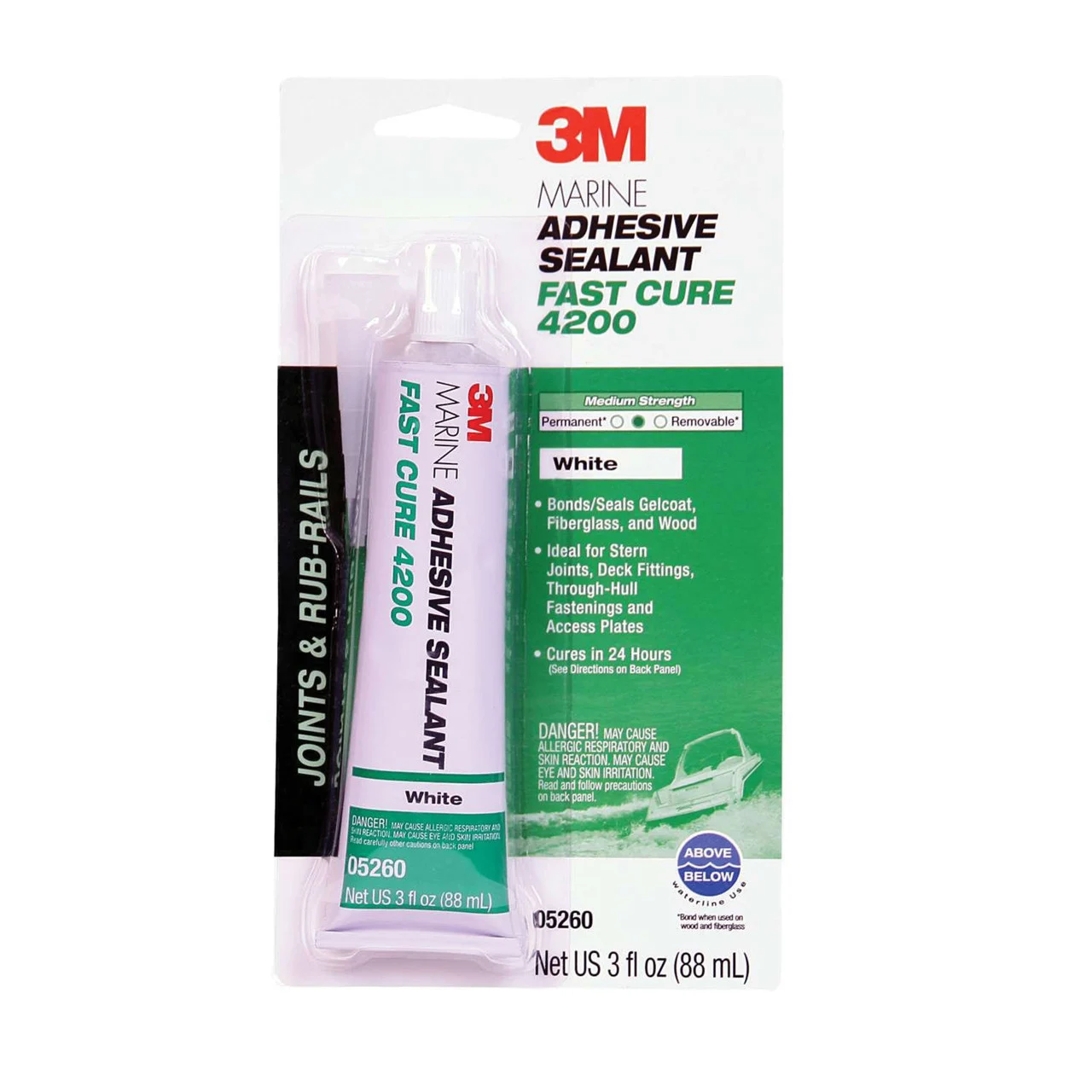3M 05260 Marine Adhesive Sealant Fast Cure 4200 - White, 3 oz. - 7000148282