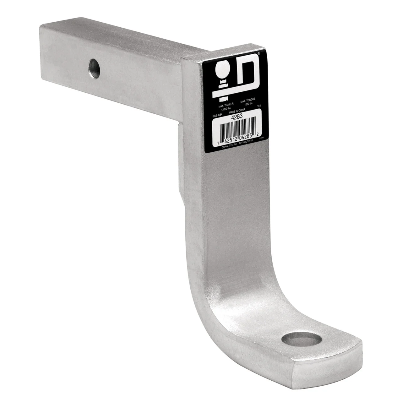 Reese 4283 Class V Trailer Hitch Ball Mount - 12,000 lbs. GTW, 1.25" Ball Hole, 9.5" Length, 7" Rise, 8" Drop, Zinc - 4283