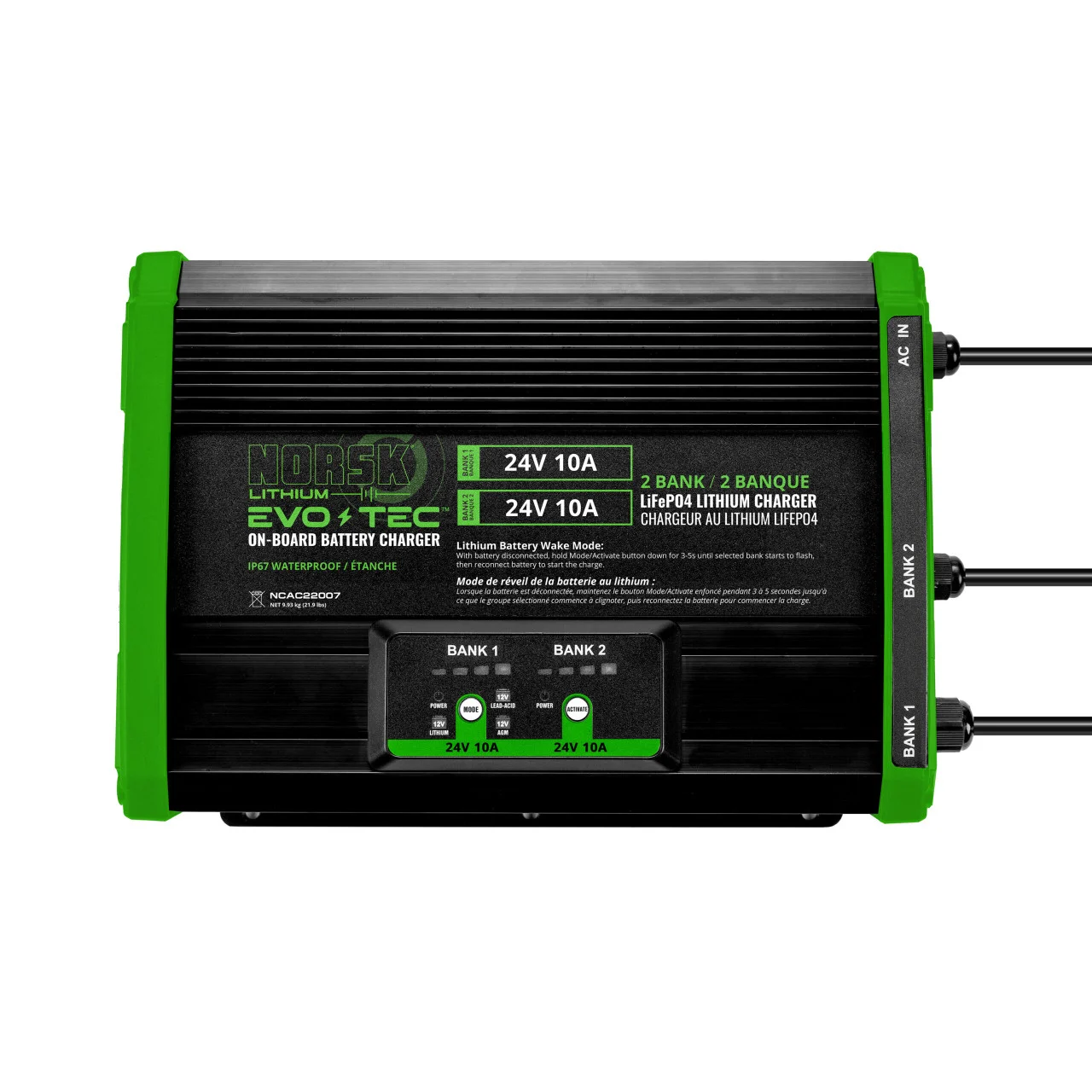 Norsk Ncac22007 Evo-tec 24v/24v 10a " 2 Bank On-board Charger - NCAC22007