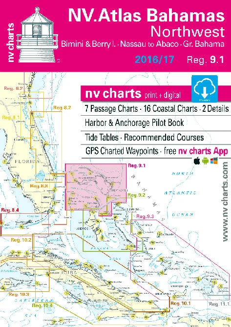 NV Charts 9.1, Bahamas North West, Bimini & Berry Islands, Nassau to Abaco, Grand Bahama