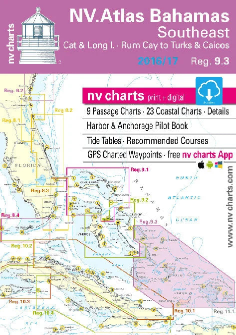 NV Charts 9.3: Bahamas Southeast - Cat & Long Island - Rum Cay to Turk & Caicos