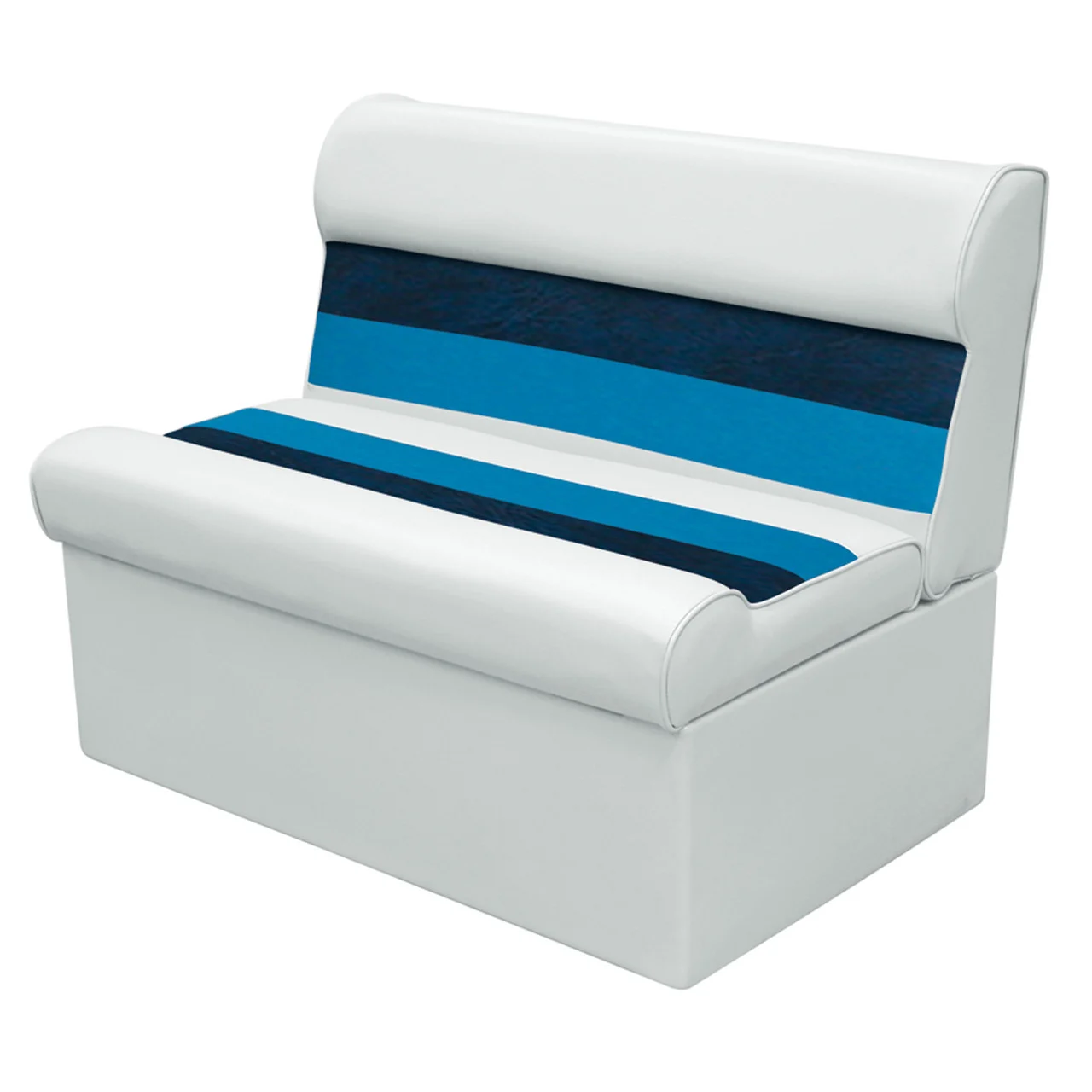 Wise 8WD100-1008 Deluxe Pontoon Bench and Base - White/Navy/Blue - 8WD100-1008