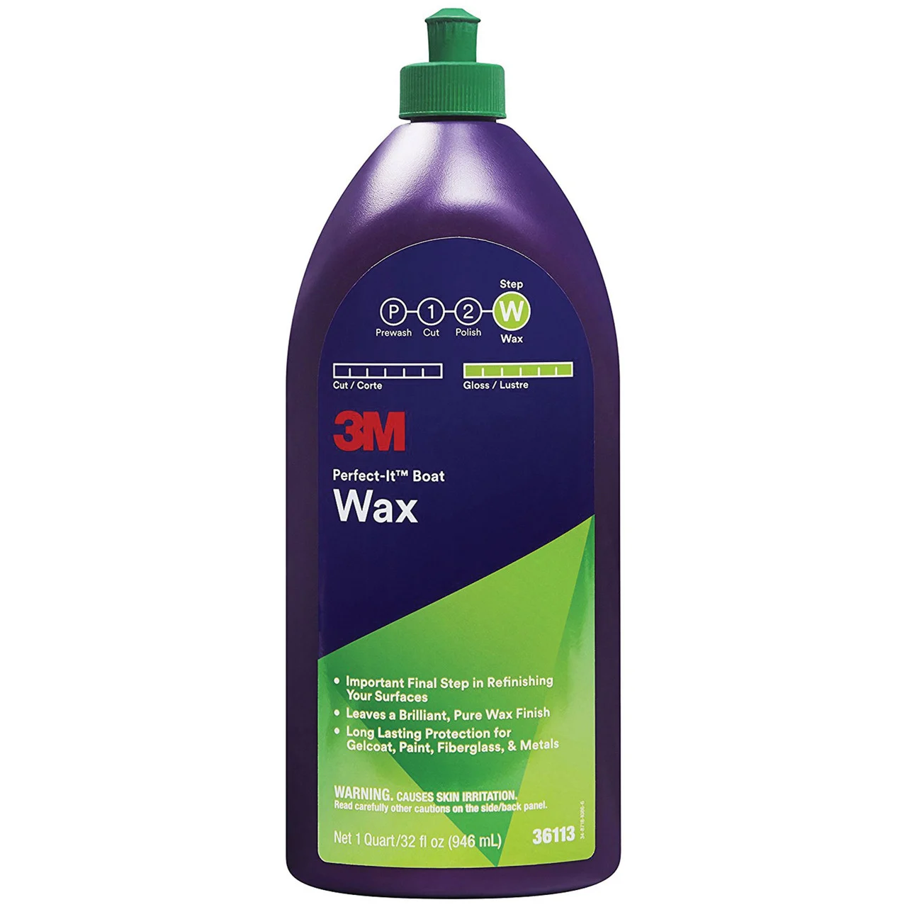 3M 36113 Perfect-It Boat Wax - Quart - 7100087468