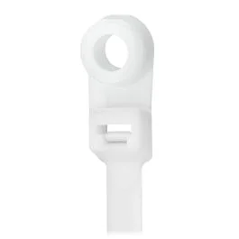 Pacer 8" Cable Tie W/Mounting Ring - Natural Color - 50lb Tensile Strength - 2" Bundle Diameter - 100 Piece Bag