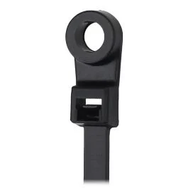 Pacer 8" Cable Tie W/Mounting Ring - Black - 50lb Tensile Strength - 2" Bundle Diameter - 100 Piece Bag