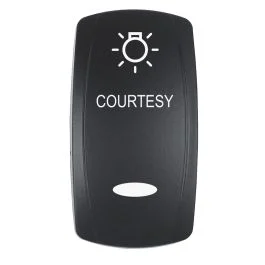 Pacer Actuator - 'Courtesy' F/V Series Contura Switches - Black - Laser Etched (Top/Bottom Light)