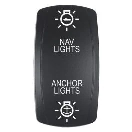 Pacer Actuator - 'Nav/Anc' F/V Series Contura Switches - Black - Laser Etched (Top/Bottom Light)