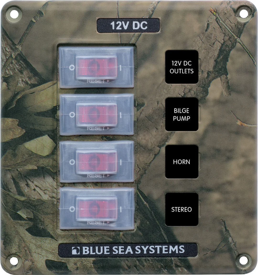 Blue Sea Panel Switch H2O Cb 4Pos Camo – Marine Electrical Replacement Part