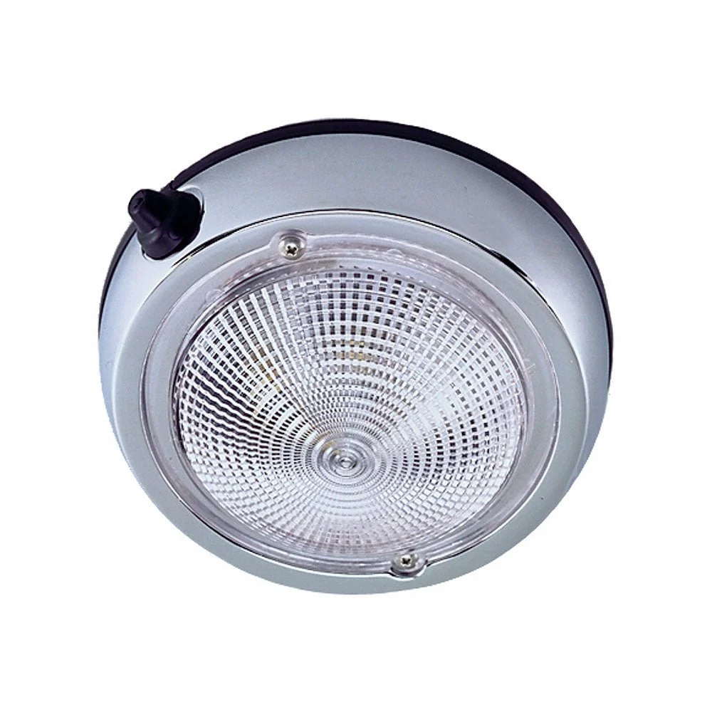 Perko Surface Mount Dome Light - 5" O.D.(4" Lens) - Chrome Plated – Marine Boat Replacement Part