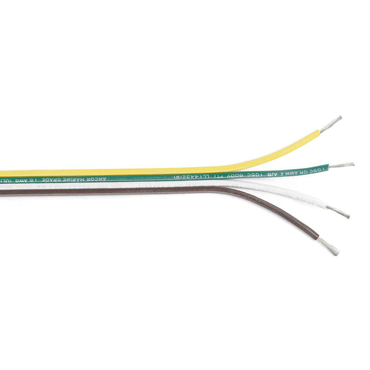 Ancor 154510 Flat Ribbon Bonded Cable - 16/4 (4x1mm) Brown/Green/White/Yellow - 154510