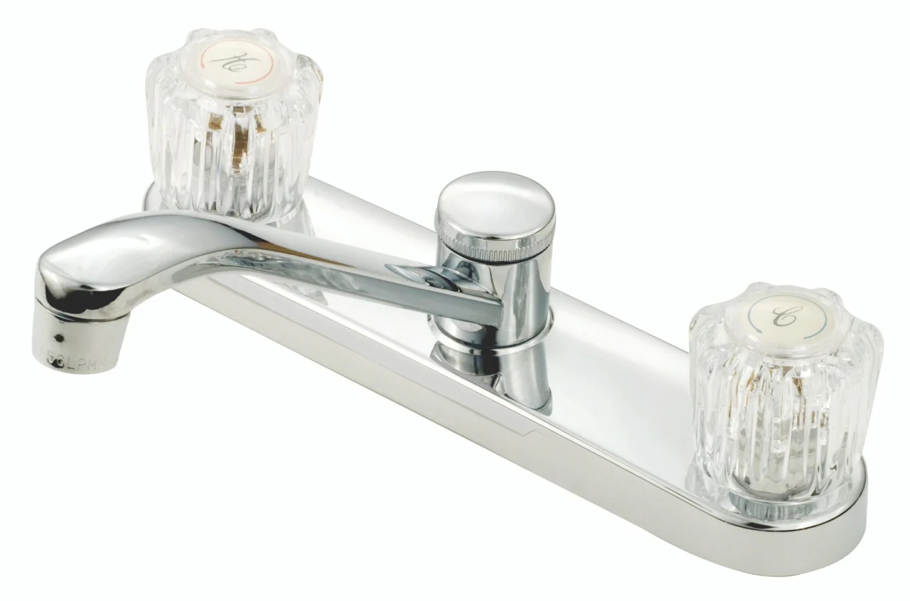 American Brass J800F RV Kitchen Metallic Faucet With Crystal Handles - 8", Chrome - J800F