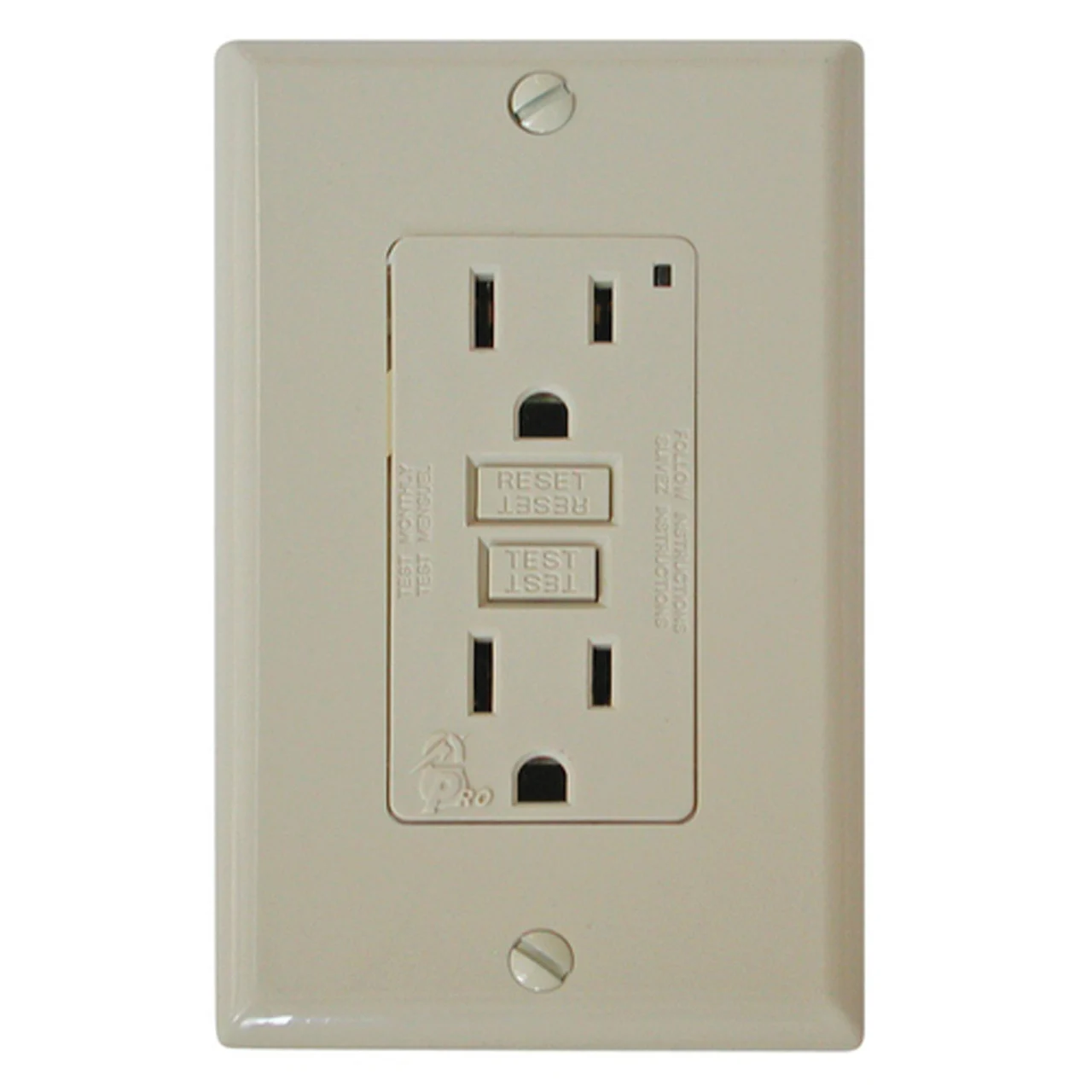 Diamond Group DG15VVP GFI Receptacle with LED Indicator Light - 15A, 120V, Ivory - DG15VVP