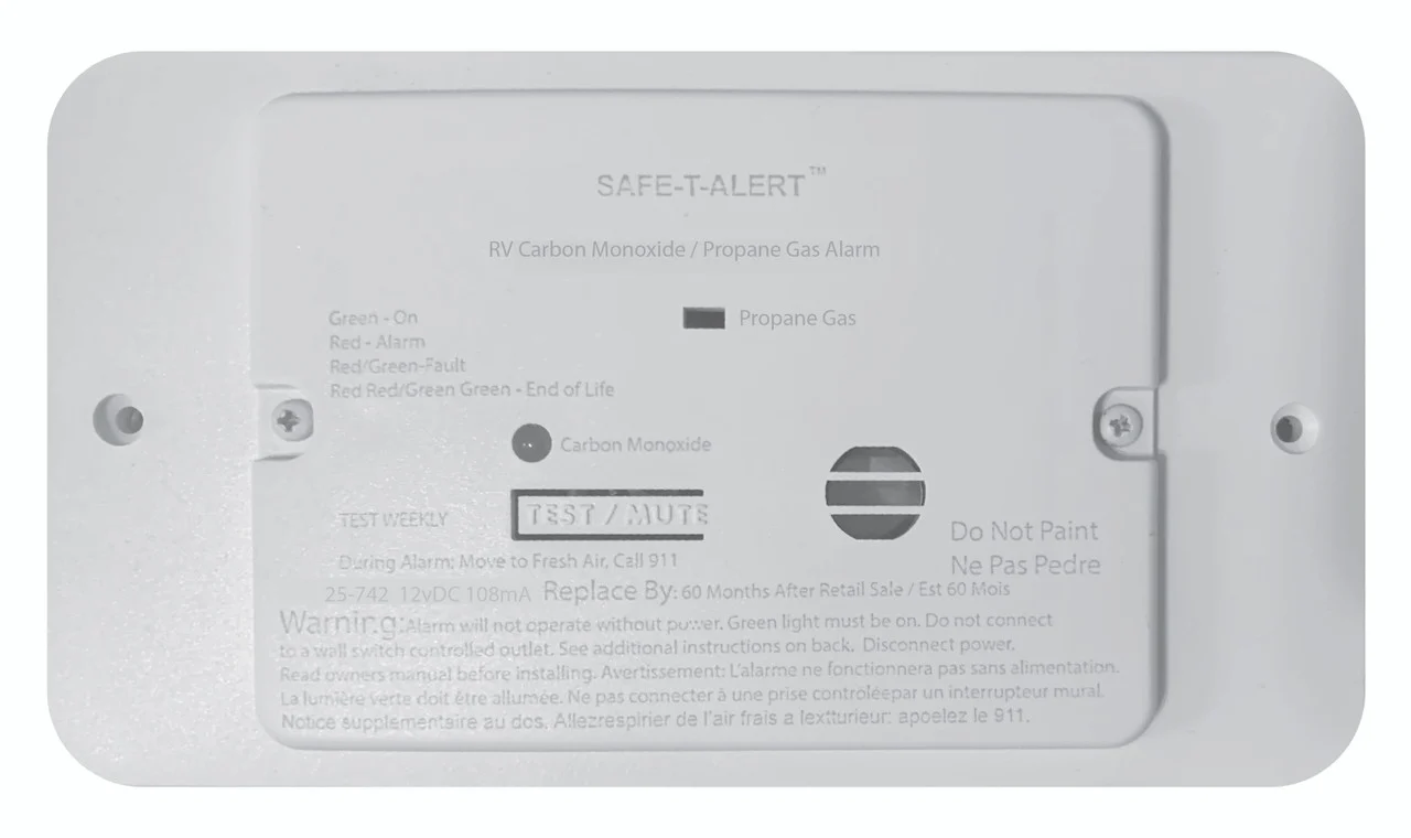 Safe-t-alert 25-742-wt-tr Flush Mount Combination Carbon Monoxide/propane Alarm With Trim Ring 12v Dc Hard Wire - White - 25-742-WT-TR