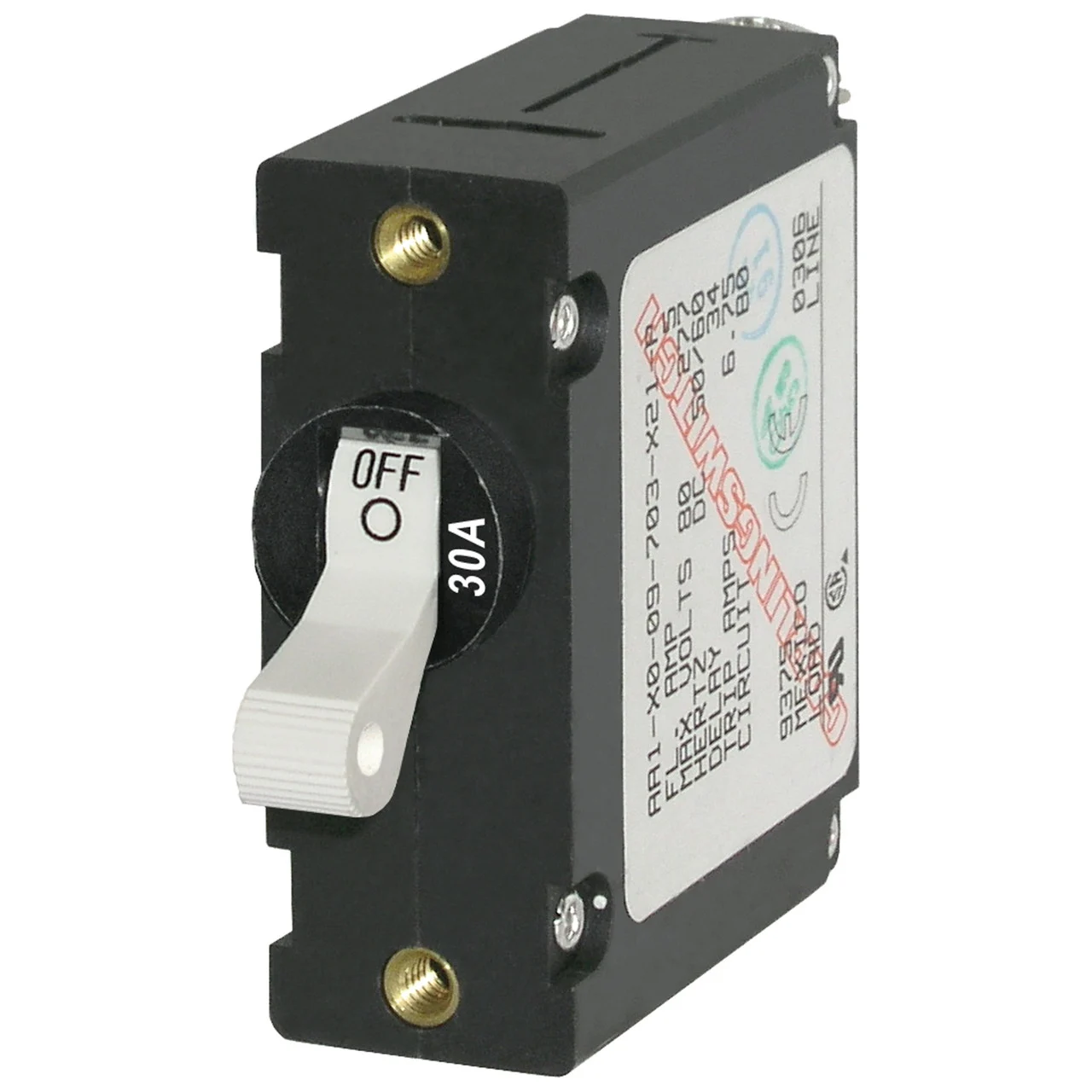 Blue Sea Systems 7222-BSS A-Series White Toggle Circuit Breaker - Single Pole, 30A - 7222-BSS