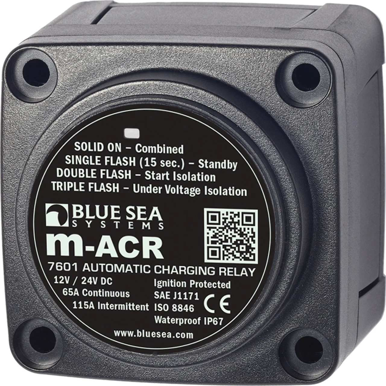 Blue Sea Systems 7601-BSS m-Series Automatic Charging Relay - 12/24V DC / 65A - 7601-BSS