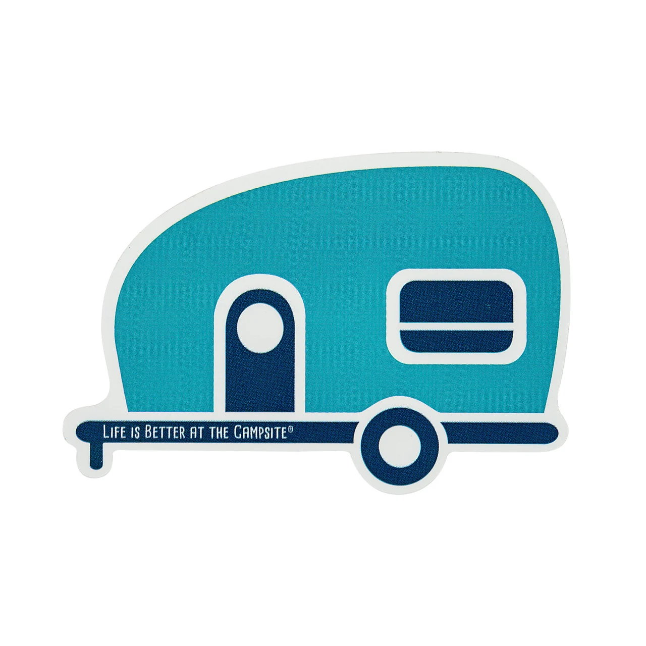 Camco 53255 "Life is Better at the Campsite" RV Decal - Teal Camper - 53255