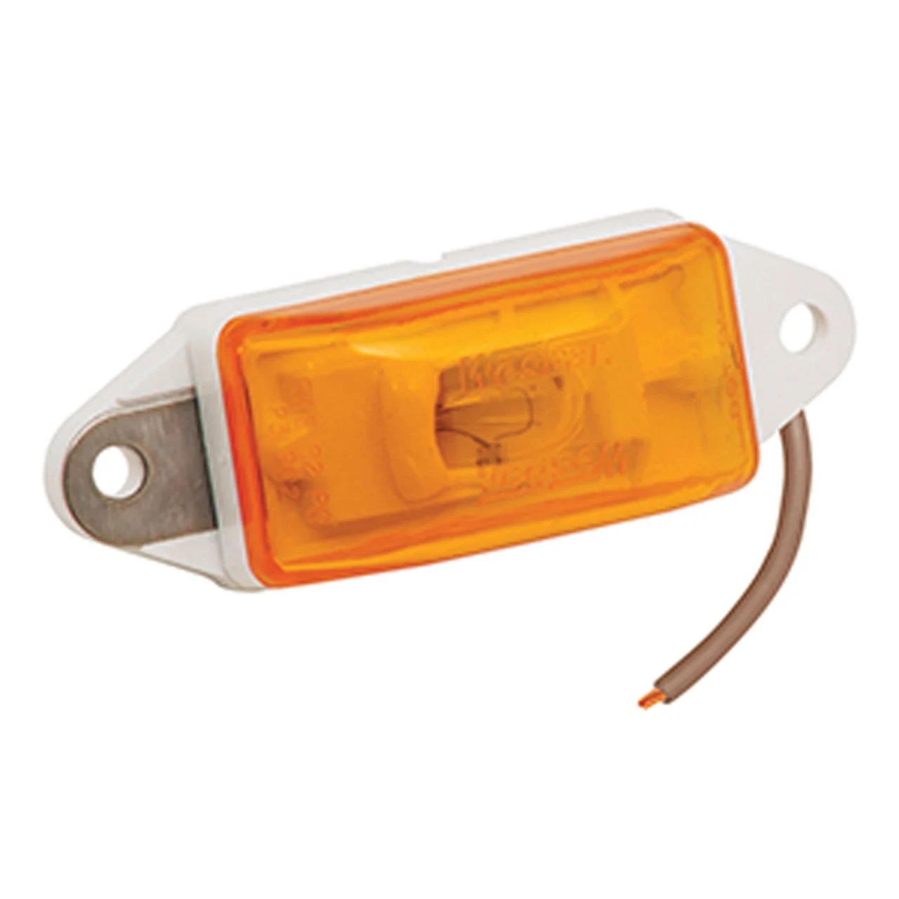 Wesbar 203285 Ear-Mount Side Marker Clearance Light - Amber w/ White Base - 203285