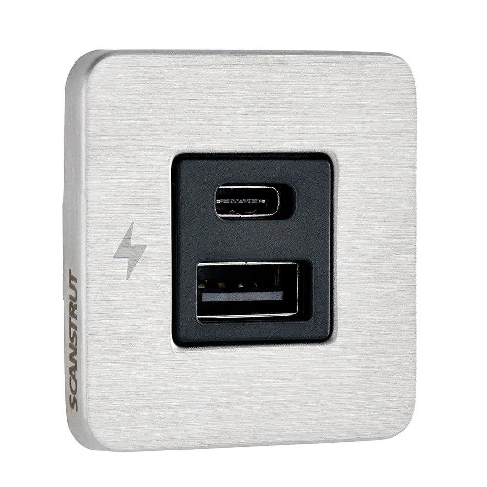 Scanstrut TILE USB-A/USB-C Interior Charging Socket - 12/24V - Stainless Steel Bezel – Marine Electrical Replacement Part