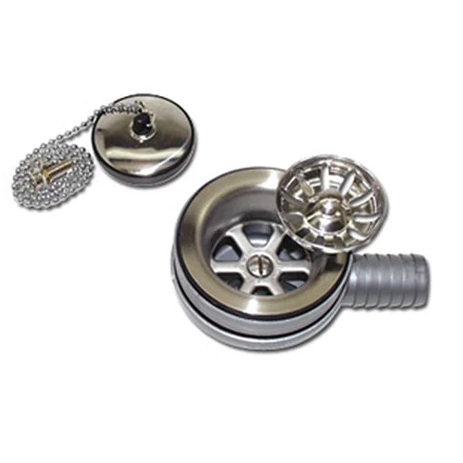 Scandvik Sink Drain w/Basket & Stopper 1" Thread