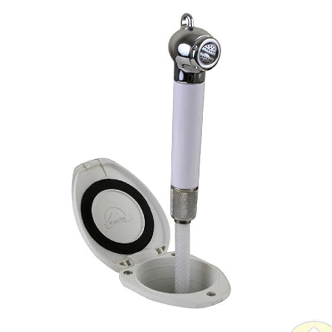 Scandvik Recessed Transom Shower Assy w/Push-Button Sprayer & 6' Nylon Hose, White