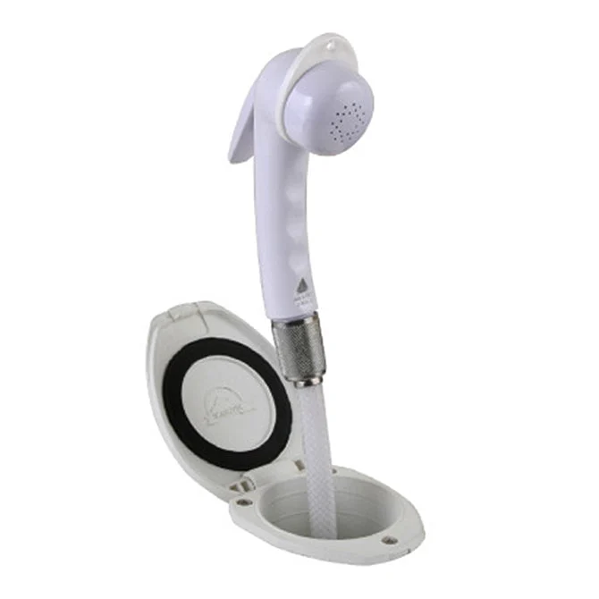 Scandvik Recessed Transom Shower Assy w/Euro Trigger Sprayer & 6' Nylon Hose, White