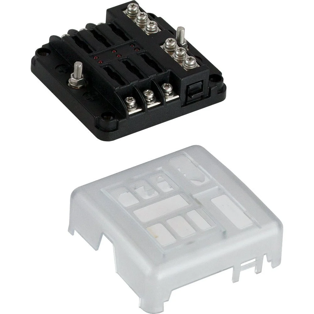 Sea-Dog Blade Style LED Indicator Fuse Block w/Negative Bus Bar - 6 Circuit – Marine Electrical Replacement Part