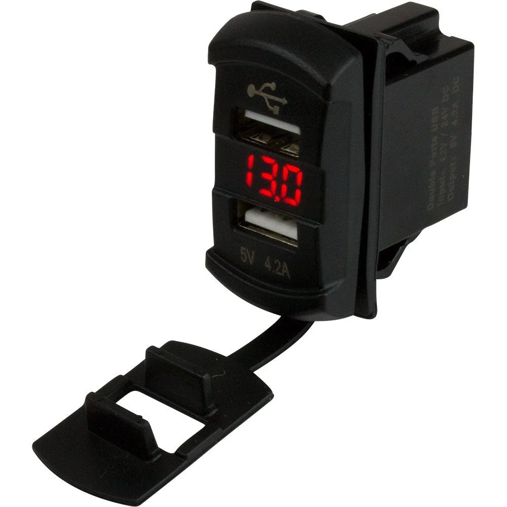 Sea-Dog Dual USB Rocker Switch Style Voltmeter w/Hidden Display – Marine Electrical Replacement Part