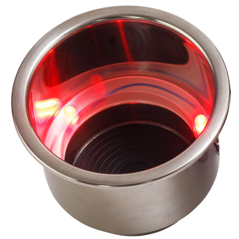 Sea-Dog LED Flush Mount Combo Drink Holder w/Drain Fitting - Red LED – Marine Boat Replacement Part