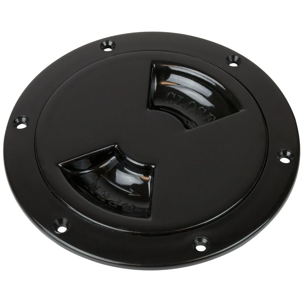 Sea-Dog Quarter-Turn Smooth Deck Plate w/Internal Collar - Black - 4" – Marine Boat Replacement Part
