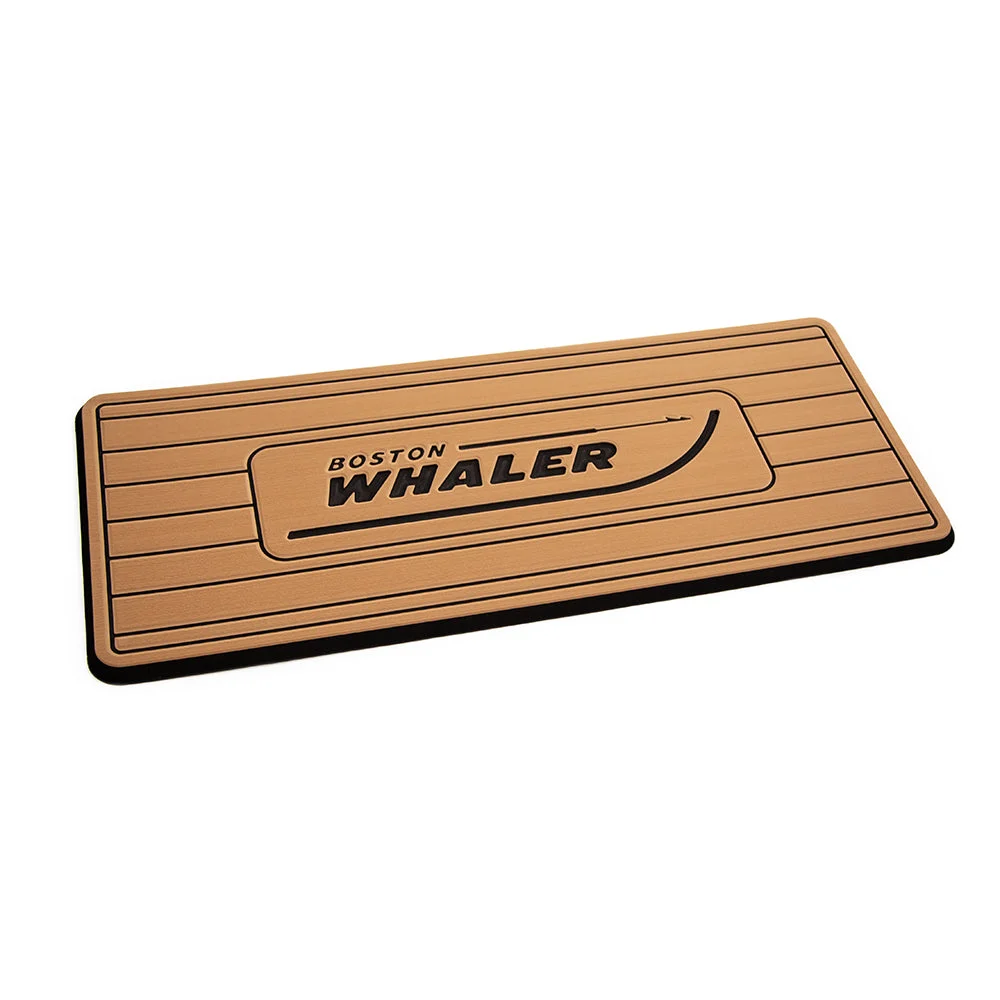 SeaDek 16" x 39" 20mm Dual Density Large Helm Pad Mocha/Black Brushed w/Routed Teak Lines & Boston Whaler Logo - 406.4mm x 990.6mm x 20mm