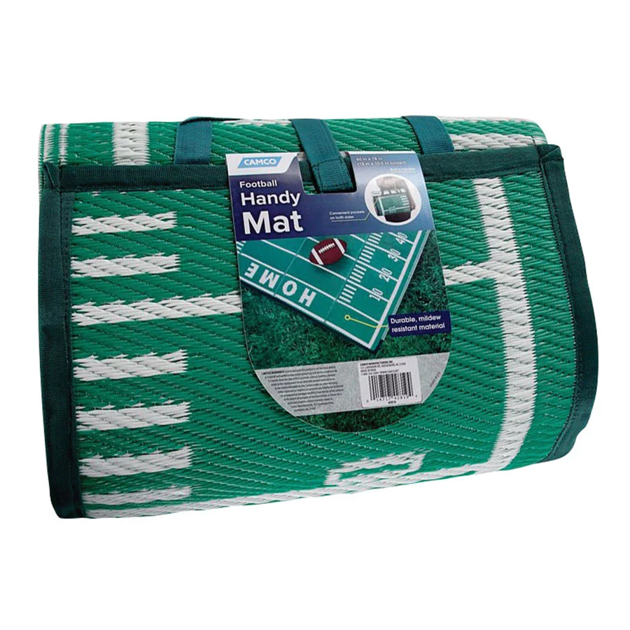 Camco 42819 Handy Mat with Strap - 5' x 6.5', Football Field - 42819
