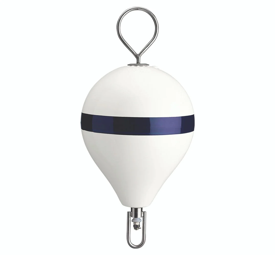 Polyform CM-2 WHT W/STR CM Series Mooring Buoy - 13.5" x 18", White with Galvanized Eye - CM-2 WHT W/STR
