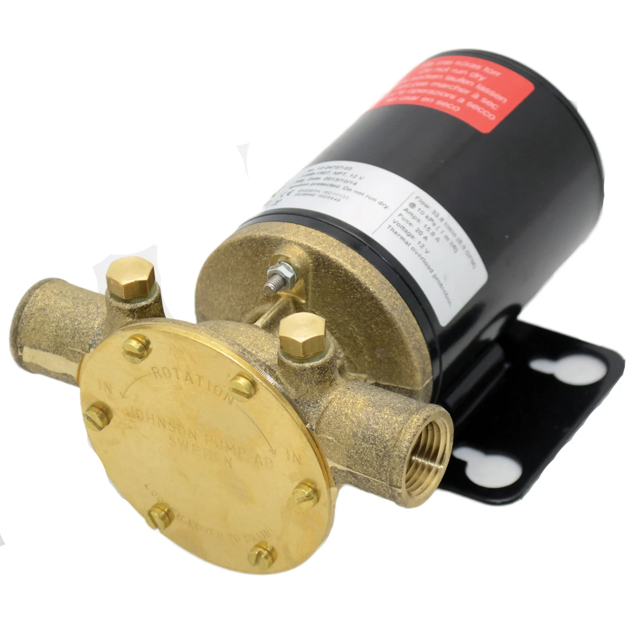Johnson Pump 10-24727-03, F38B-19 8.0 GPM Multi-Use Utility Pump 3/4" NPT/1" Hose, 12V - 10-24727-03