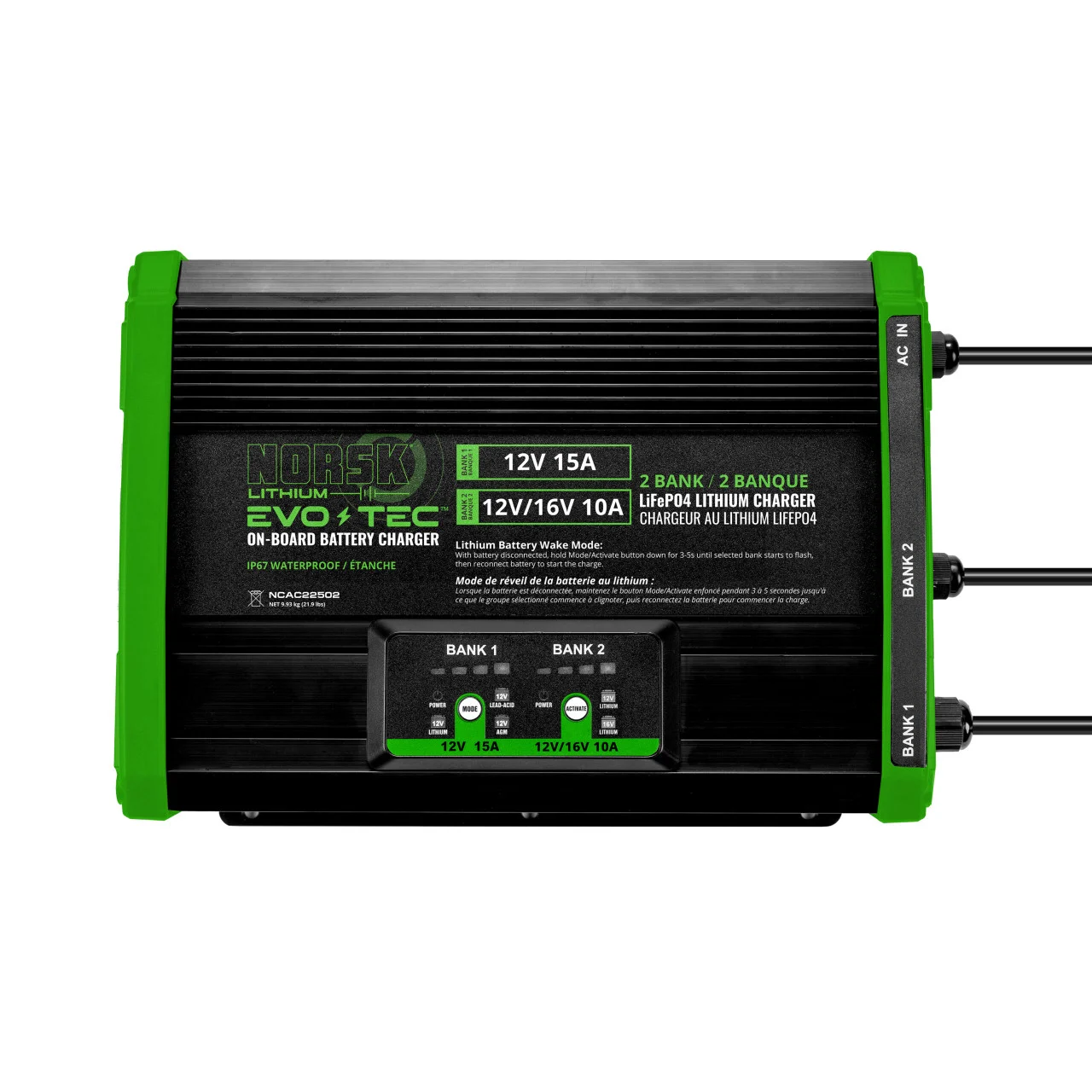 Norsk Ncac22502 Evo-tec 12v+12v/16v " 2 Bank Selectable On-board Charger - NCAC22502